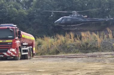 Fire tanker and hellicopter