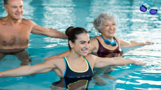 3 people in pool