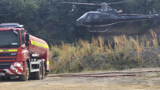 Fire tanker and hellicopter
